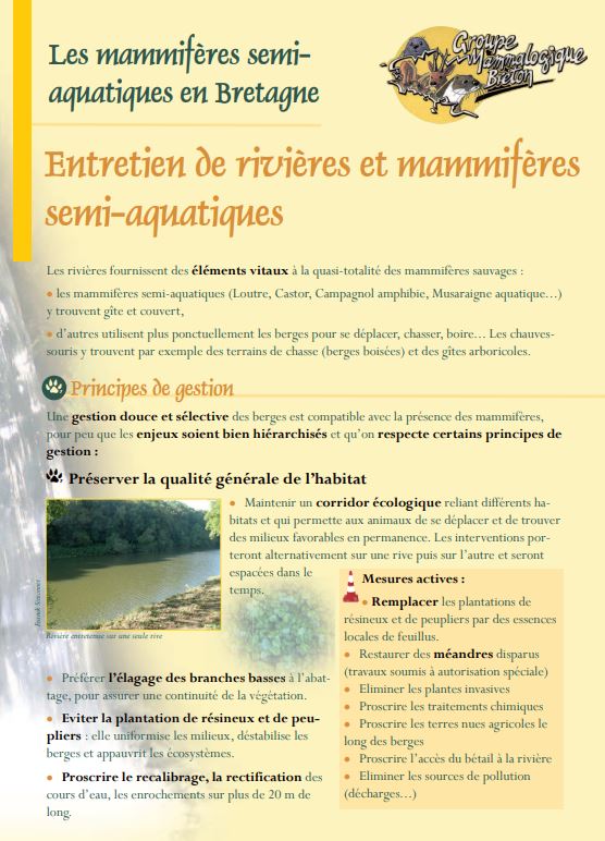 Entretien de rivières et mammifères semi-aquatiques