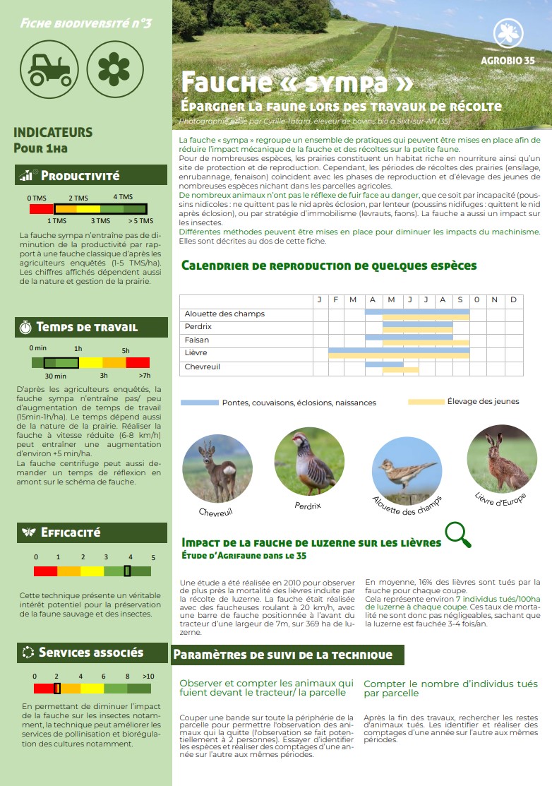 Fauche "sympa" - Épargner la faune lors des travaux de récolte