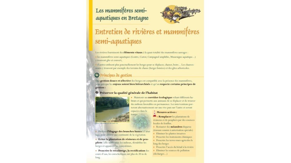 Entretien de rivières et mammifères semi-aquatiques