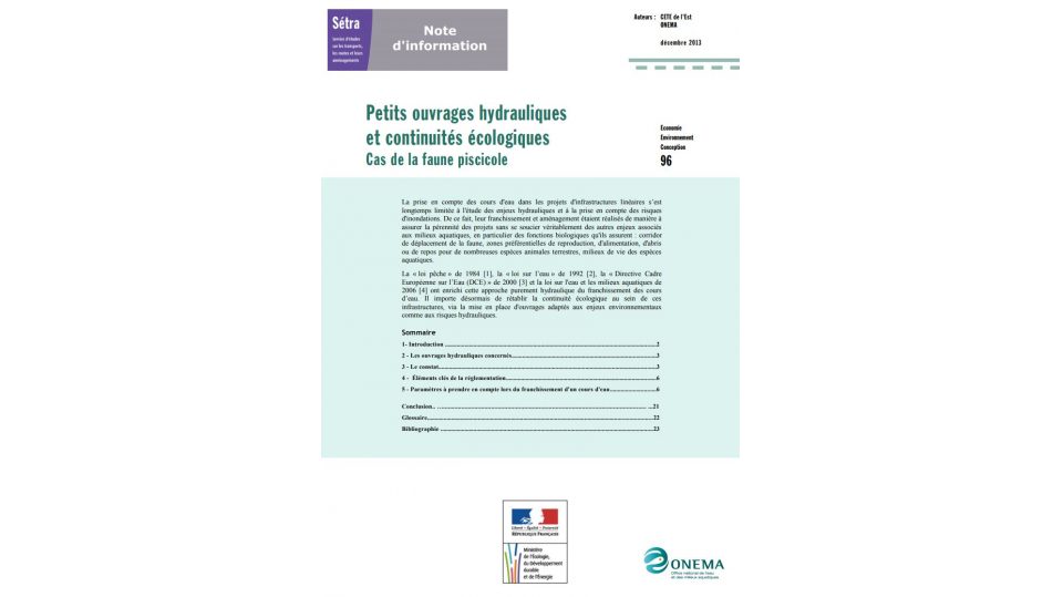 Petits ouvrages hydrauliques et continuités écologiques