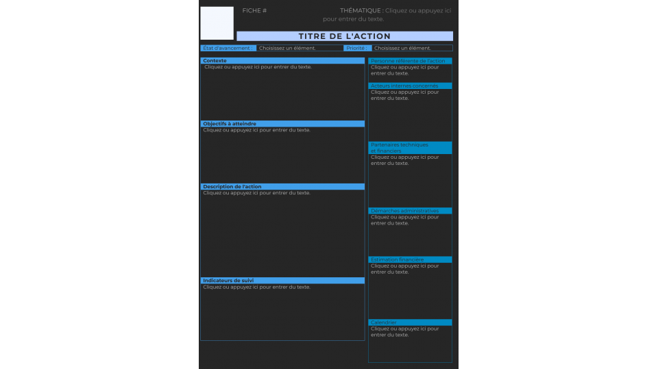 Fiche actions pour plan d'actions